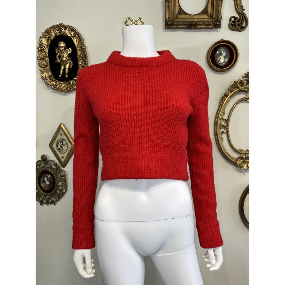 UNIF x Urban Outfitters Red Ribbed Cropped Sweater Size M